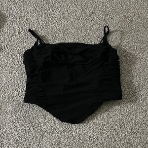 White Fox Boutique Black Ruched Top